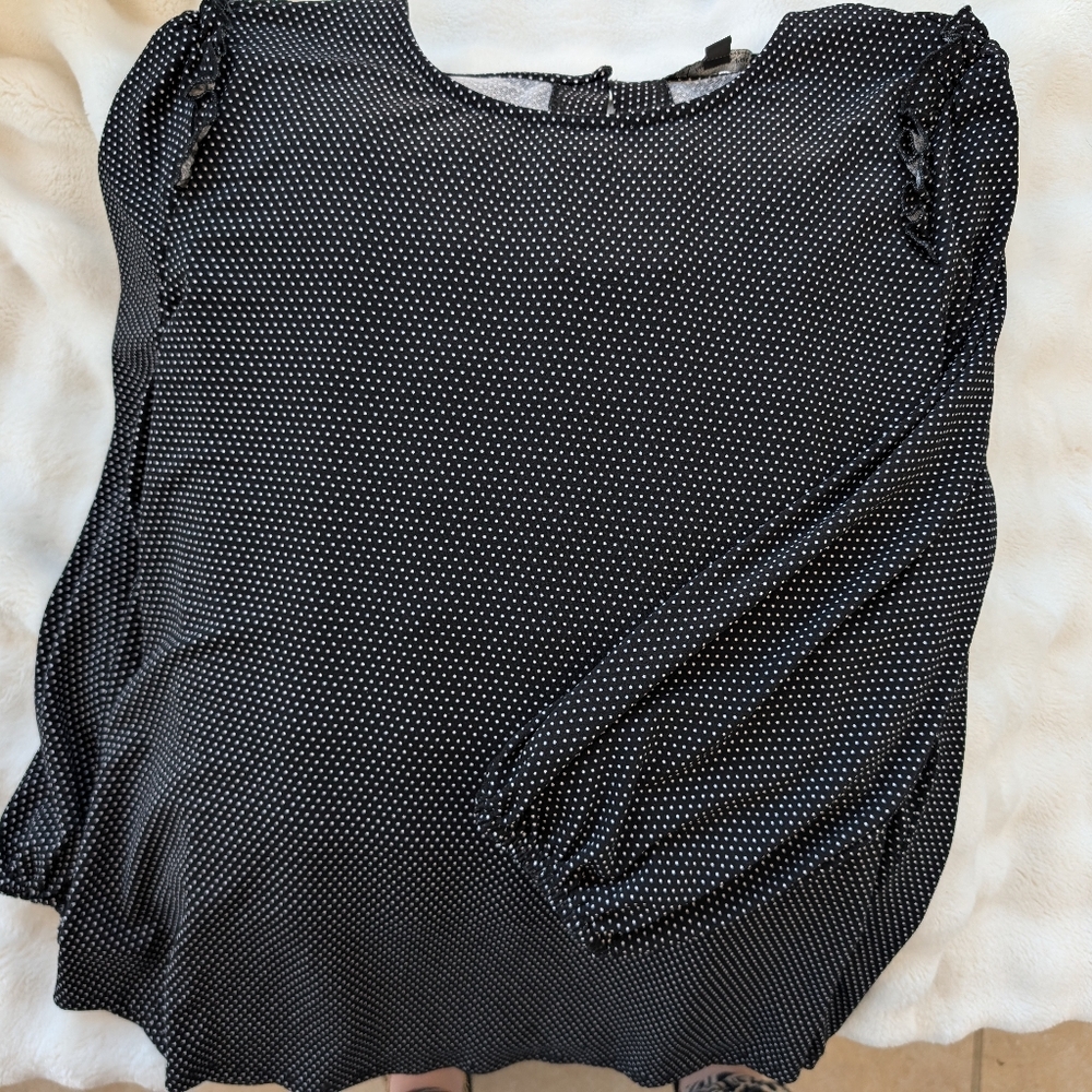 Adrianna Papell Black and White Polka Dot Top